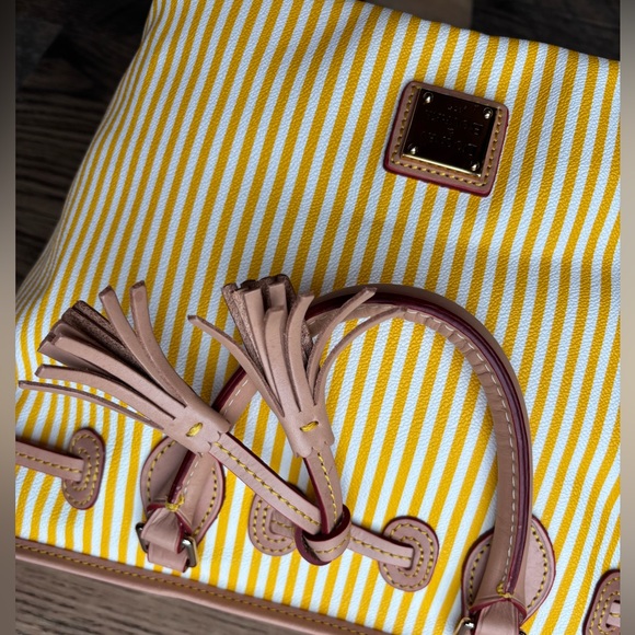 Dooney & Bourke Yellow and Tan Striped Shoulder Bag - Picture 12 of 12
